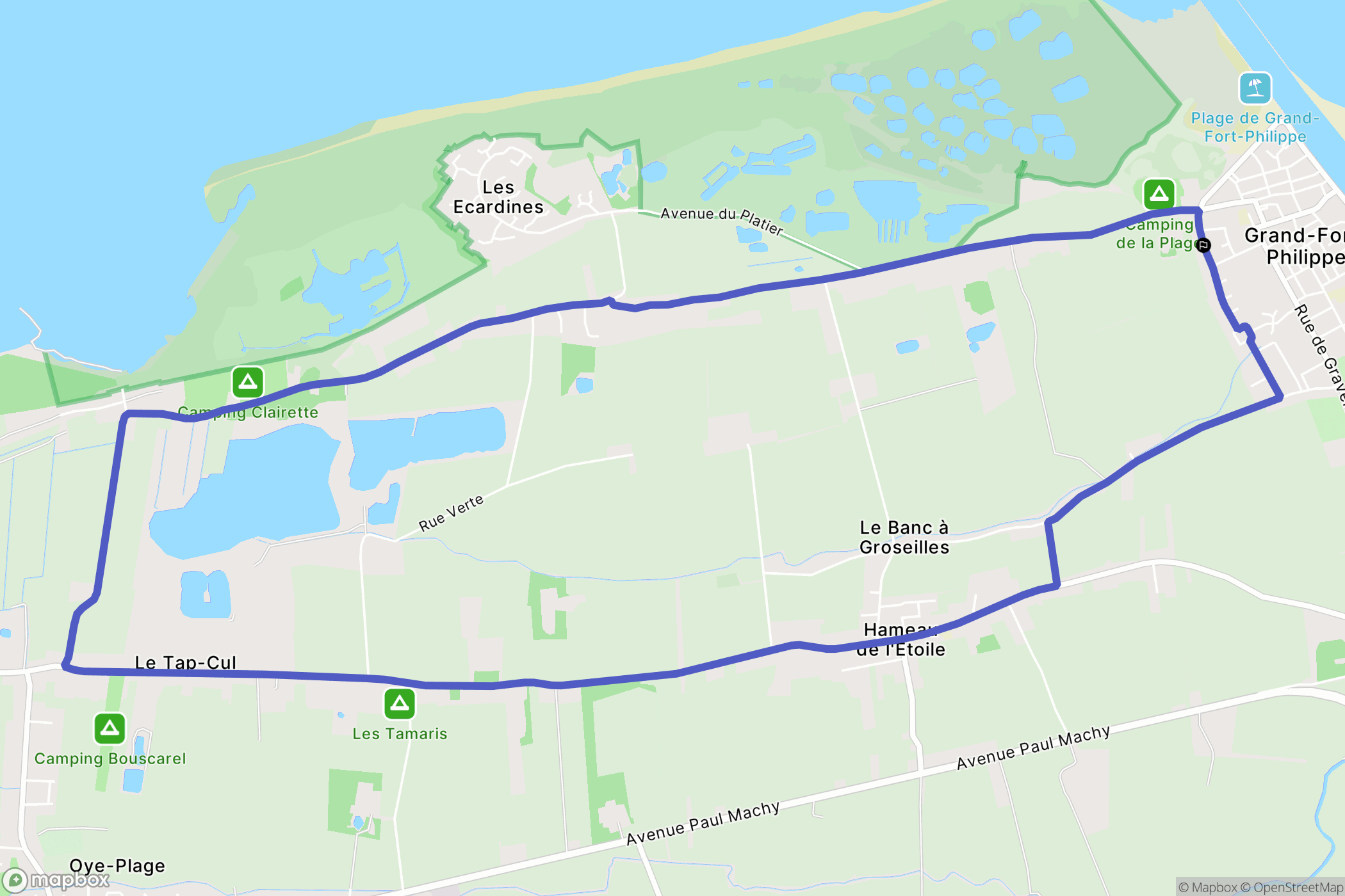 Grand-Fort-Philippe : carte du parcours de randonnée - France