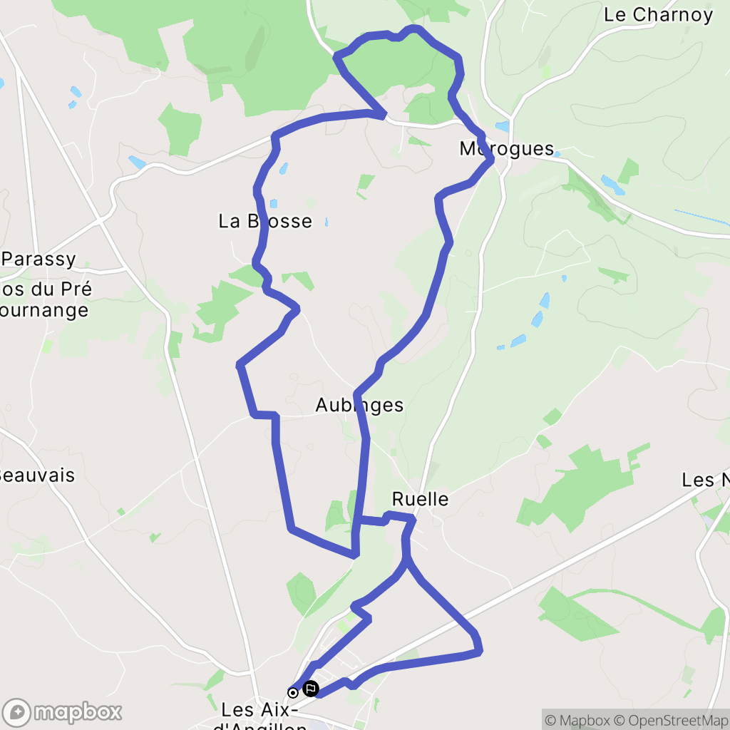 Les Aix-d'Angillon : carte du parcours de randonnée - France