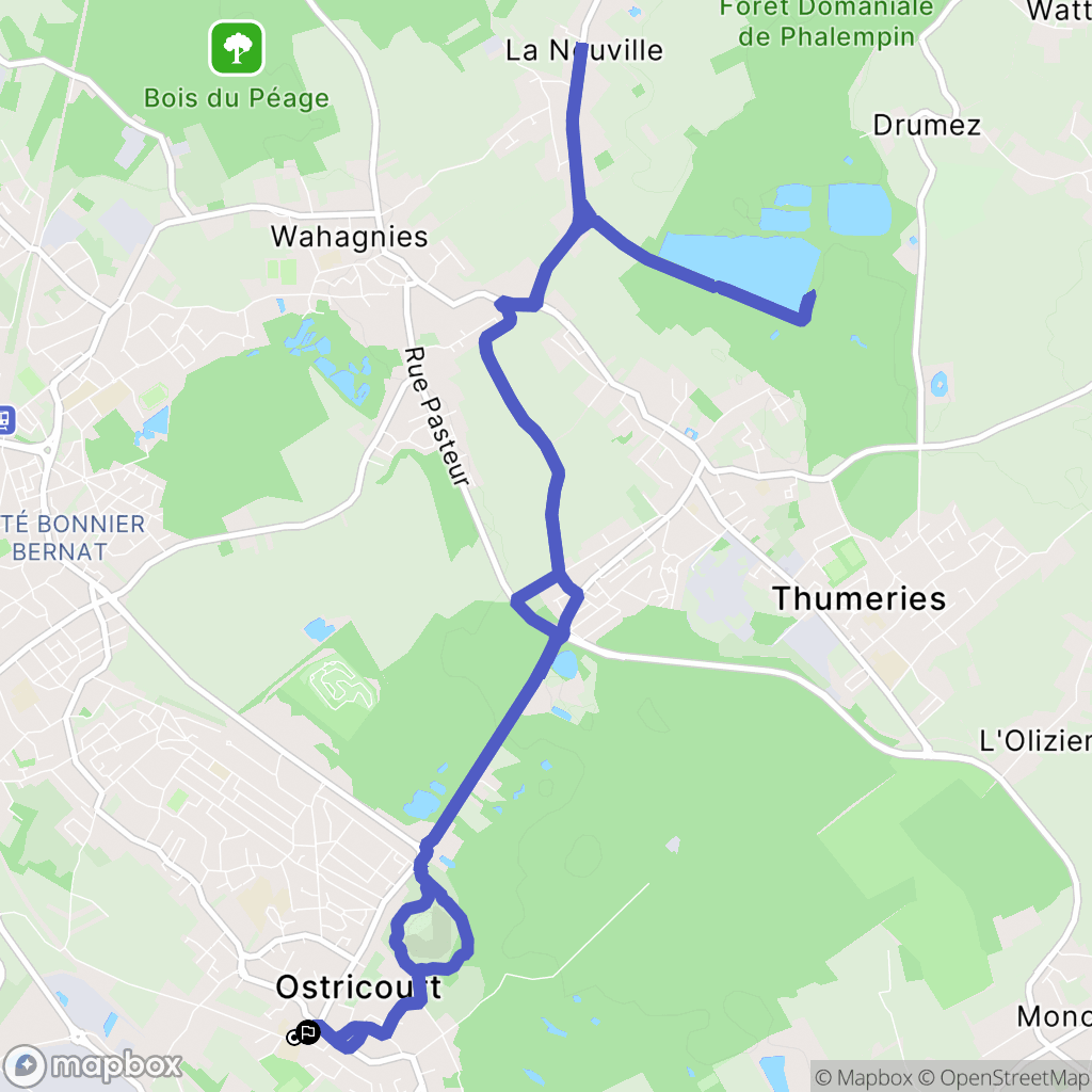 Ostricourt : carte du parcours de randonnée - France