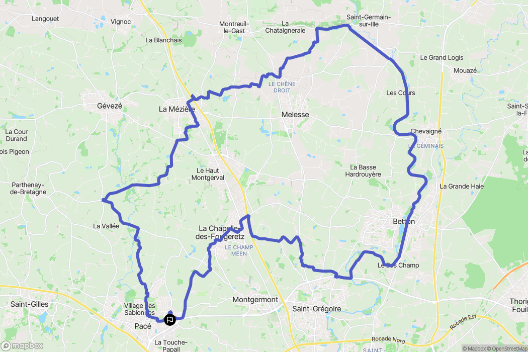 Pacé : carte du parcours de randonnée - France