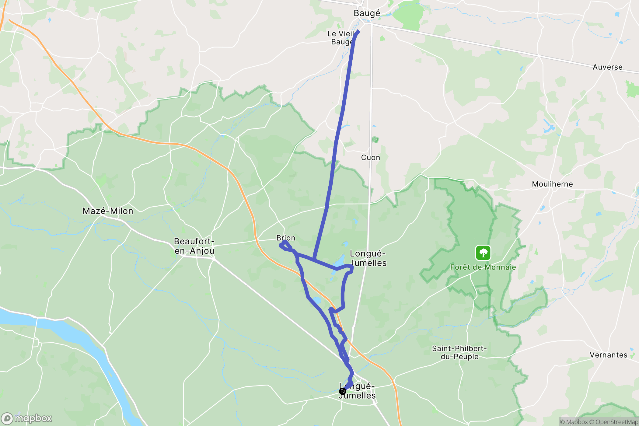 Longué-Jumelles : carte du parcours de randonnée - France