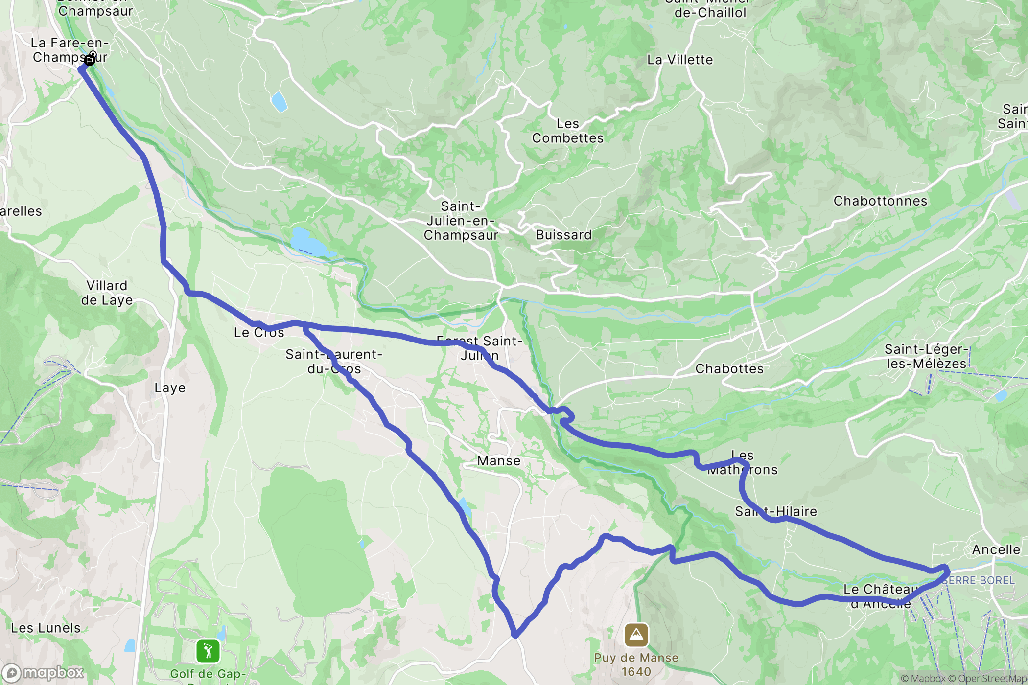 Saint-Bonnet-en-Champsaur : carte du parcours de randonnée - France