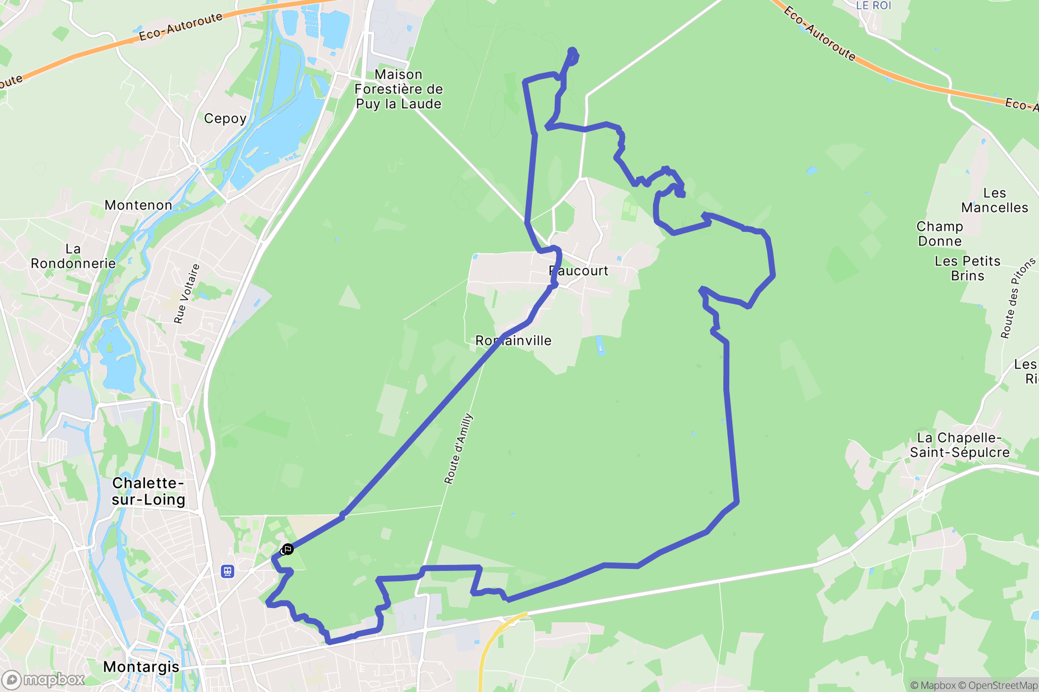 Montargis : carte du parcours de randonnée - France