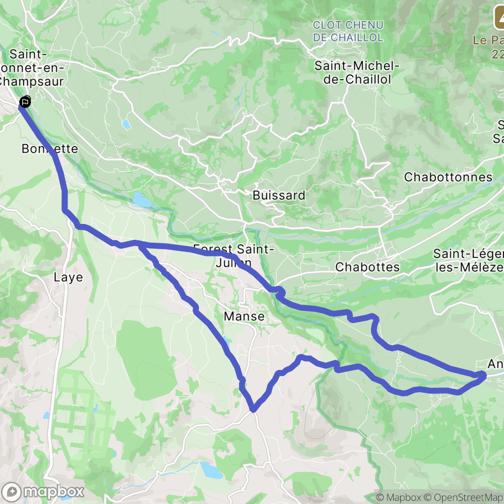 Saint-Bonnet-en-Champsaur : carte du parcours de randonnée - France