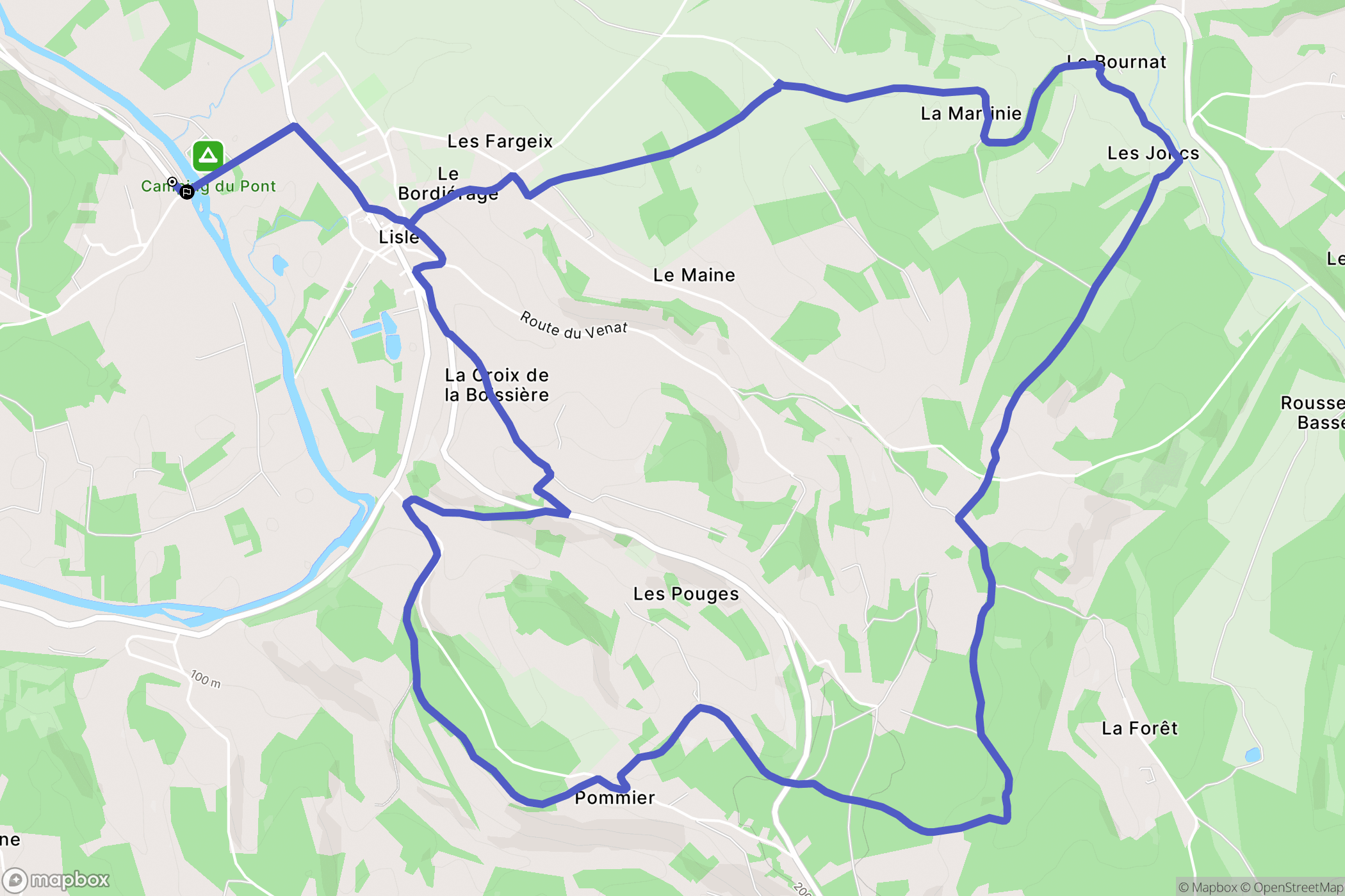 Lisle : carte du parcours de randonnée - France