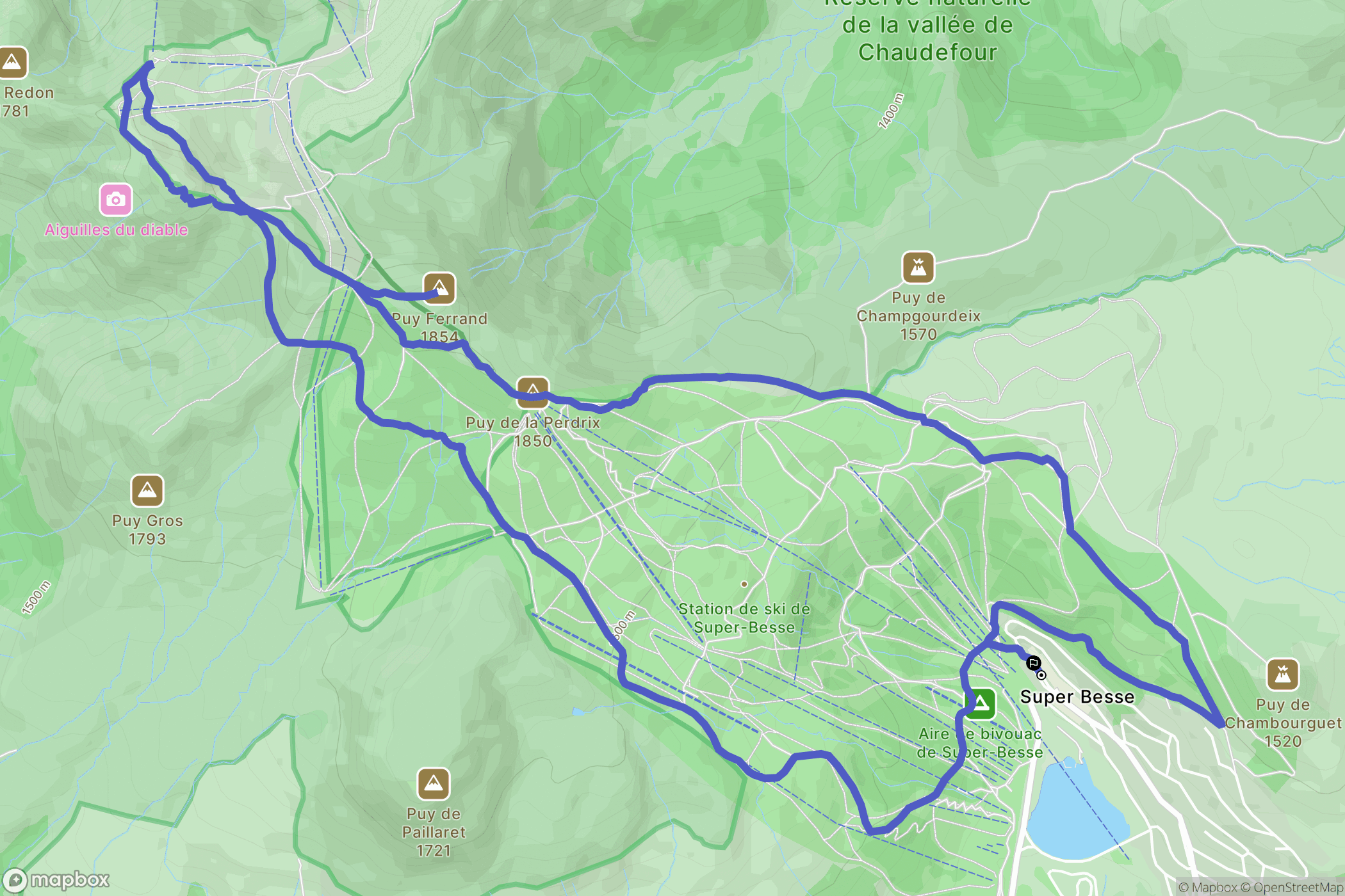 Besse-et-Saint-Anastaise : carte du parcours de randonnée - France
