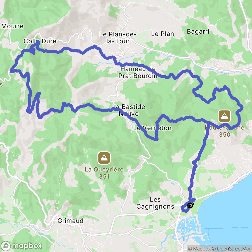 Grimaud : carte du parcours de randonnée - France