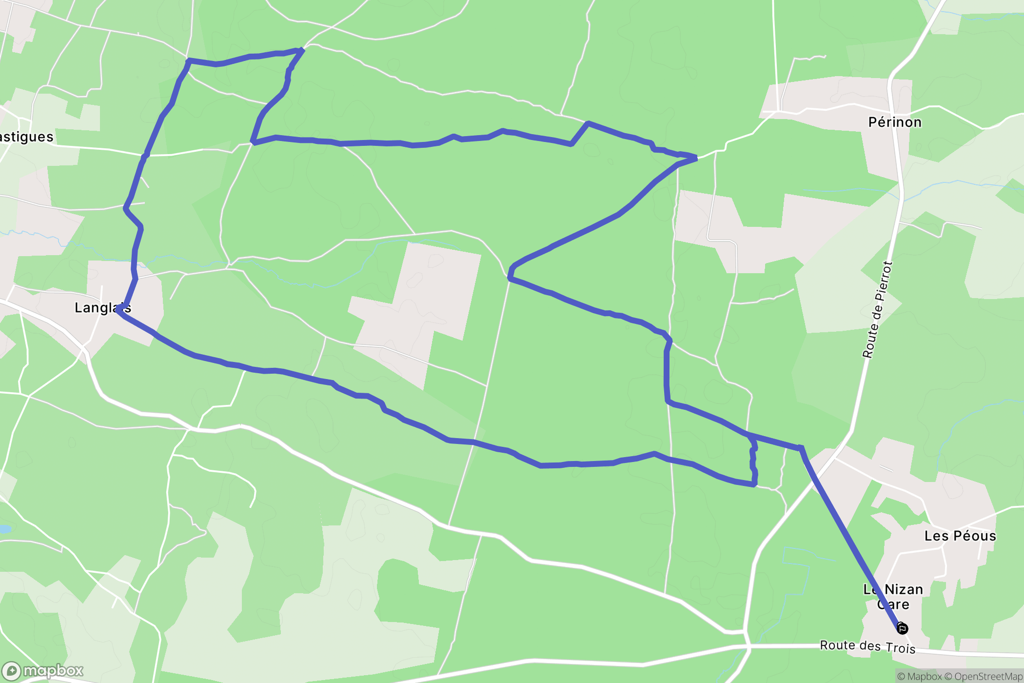 Le Nizan : carte du parcours de randonnée - France