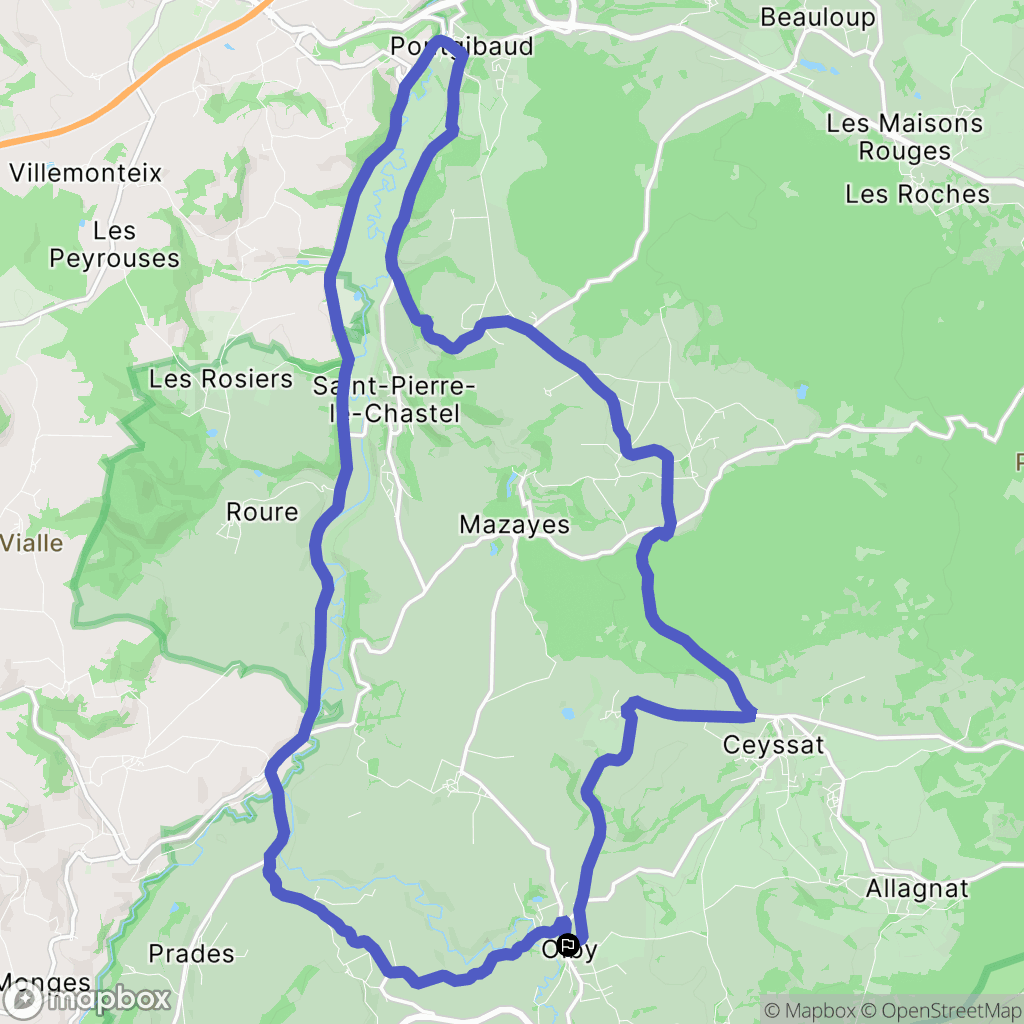 Olby : carte du parcours de randonnée - France