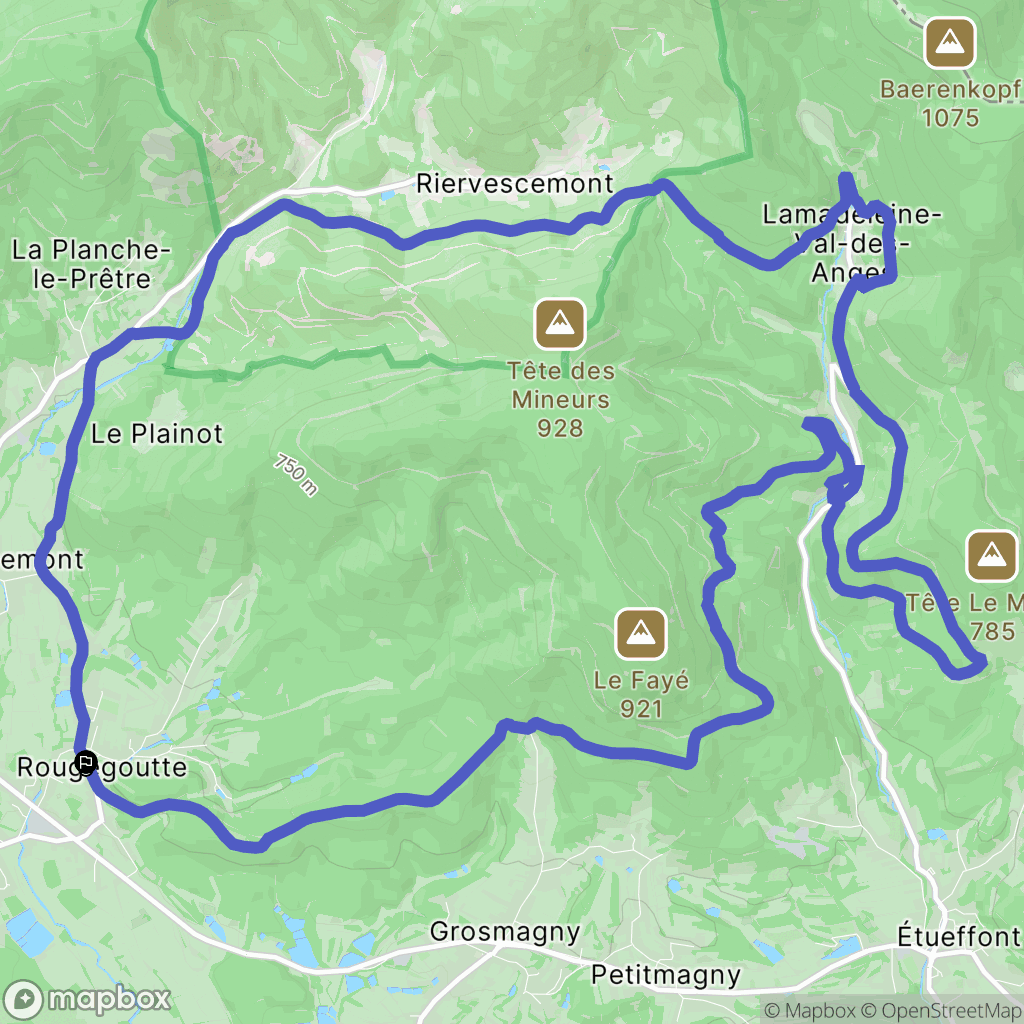 Rougegoutte : carte du parcours de randonnée - France