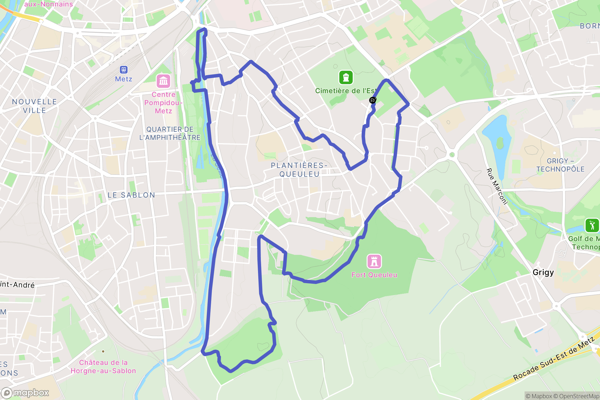 Metz : carte du parcours de randonnée - France