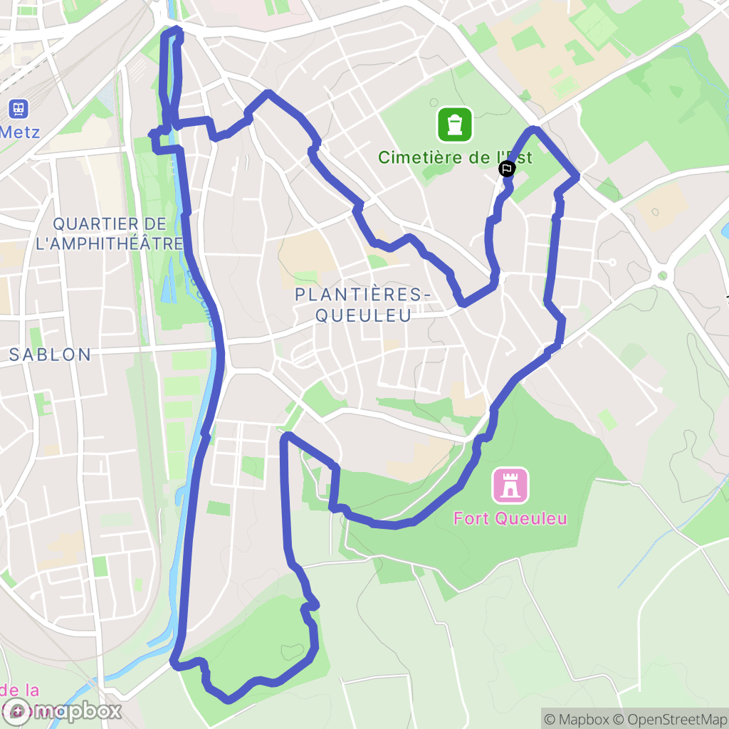 Metz : carte du parcours de randonnée - France