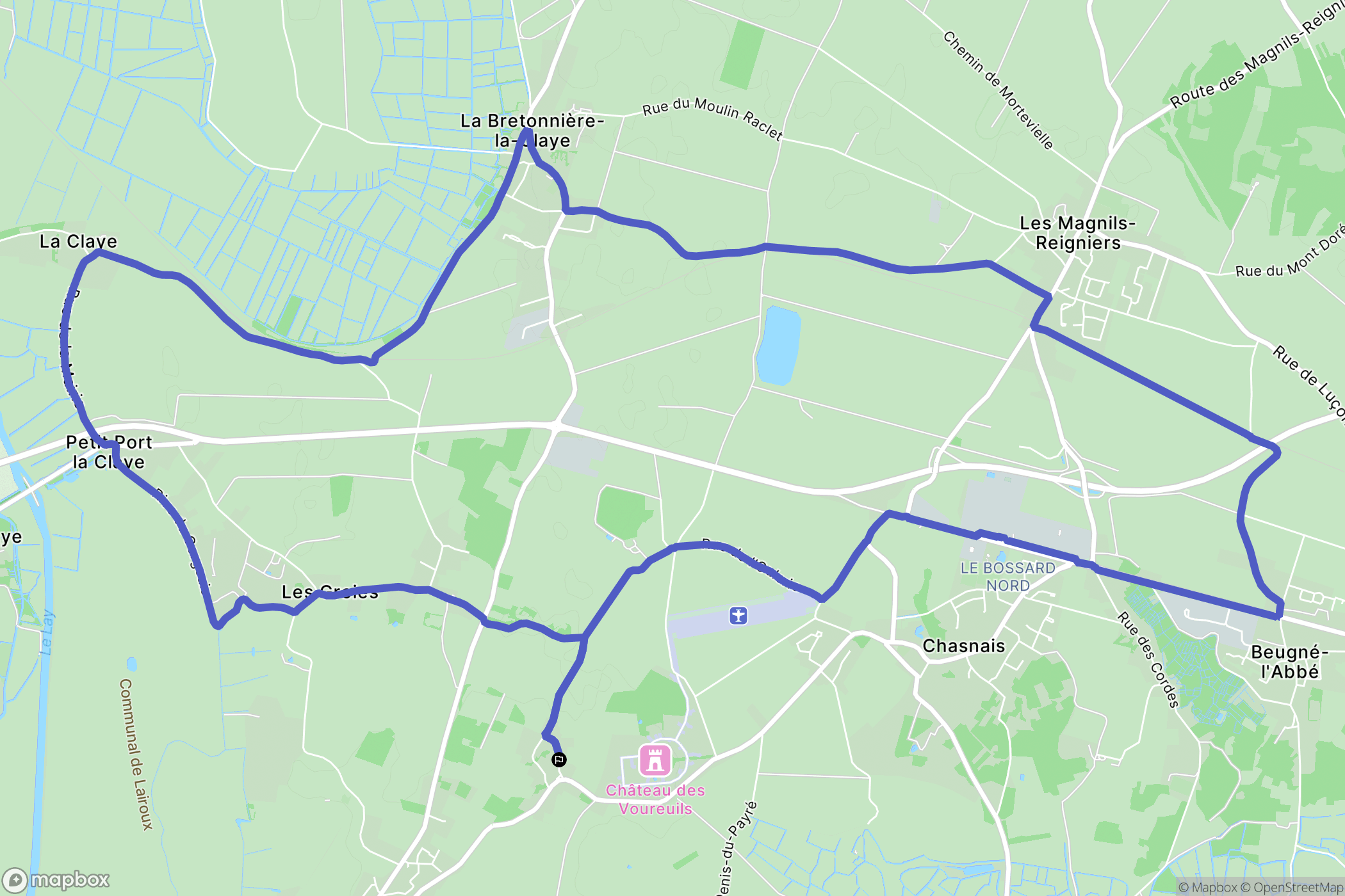 Lairoux : carte du parcours de randonnée - France