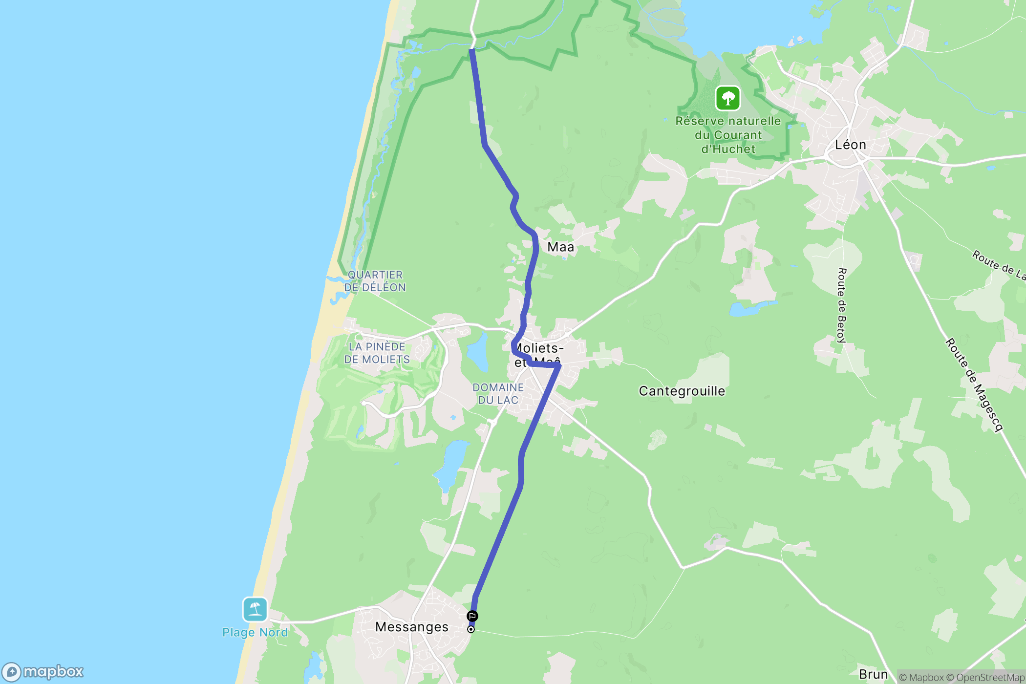 Messanges : carte du parcours de randonnée - France