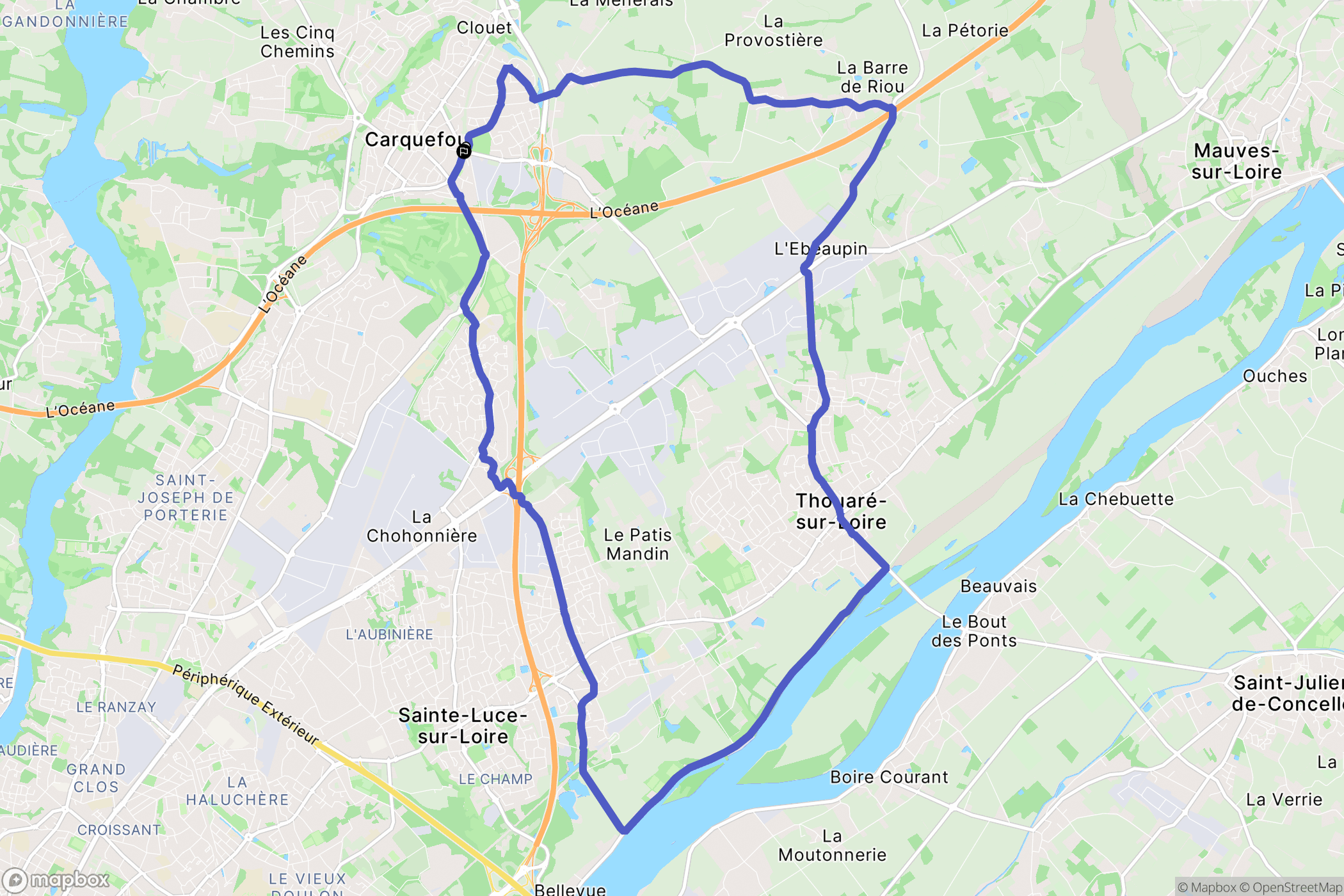 Carquefou : carte du parcours de randonnée - France