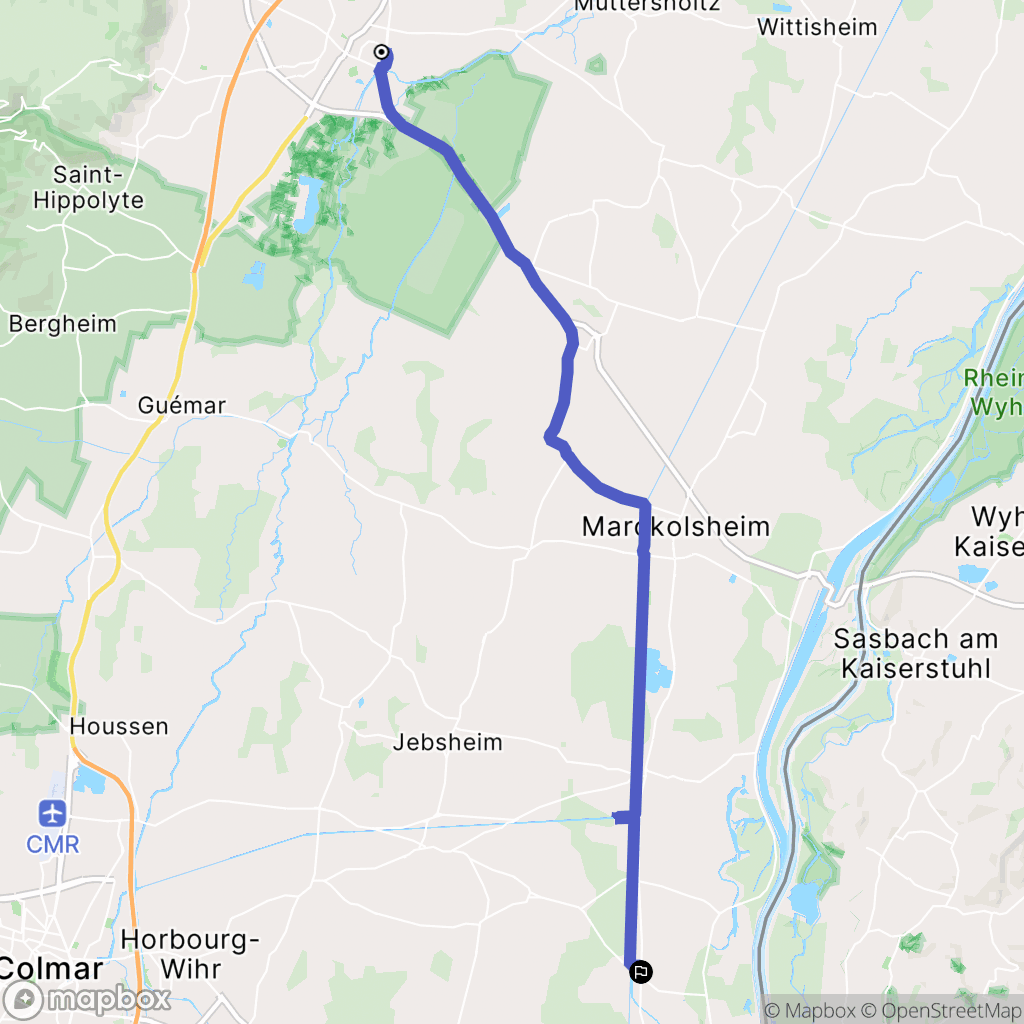 Sélestat : carte du parcours de randonnée - France