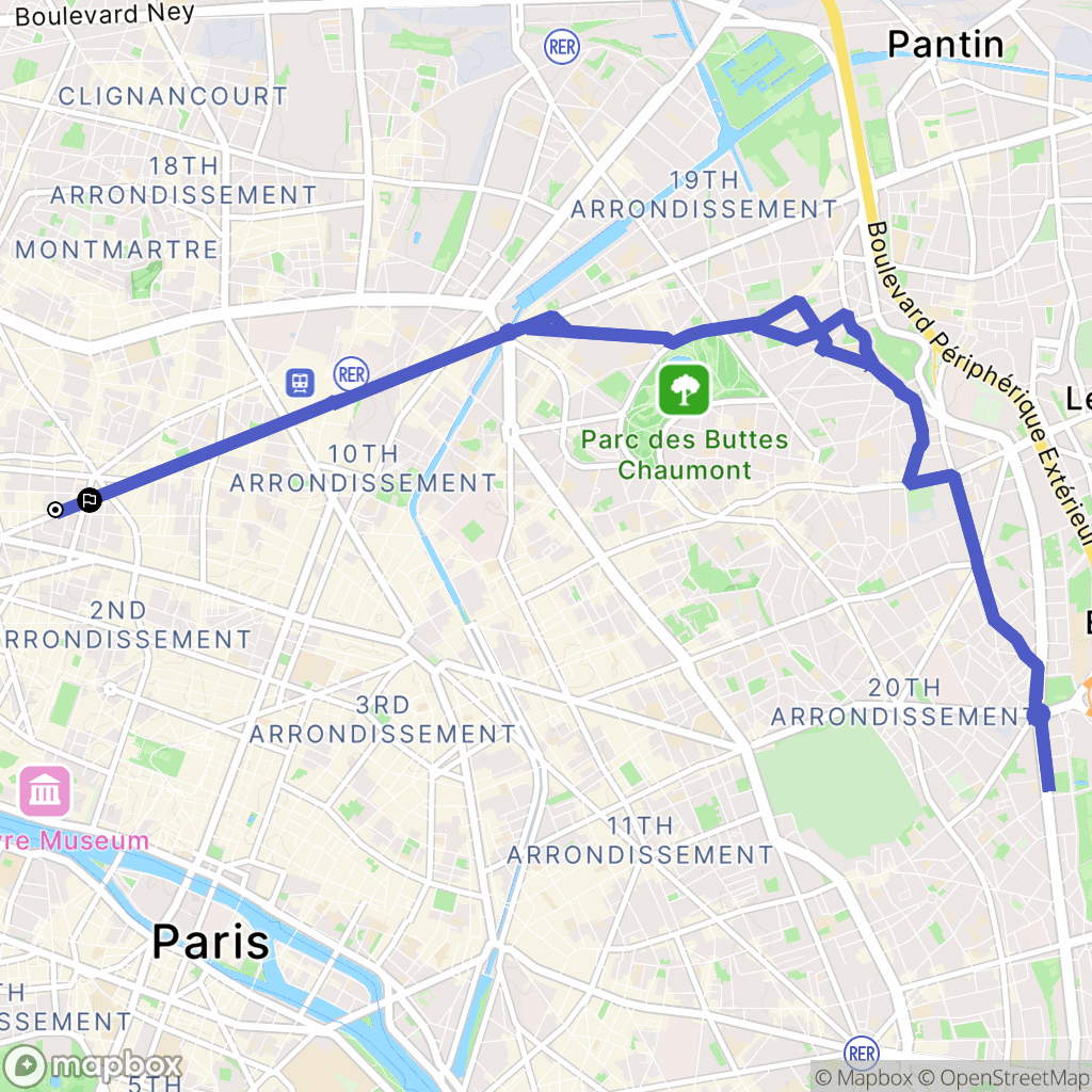 Paris : carte du parcours de randonnée - France