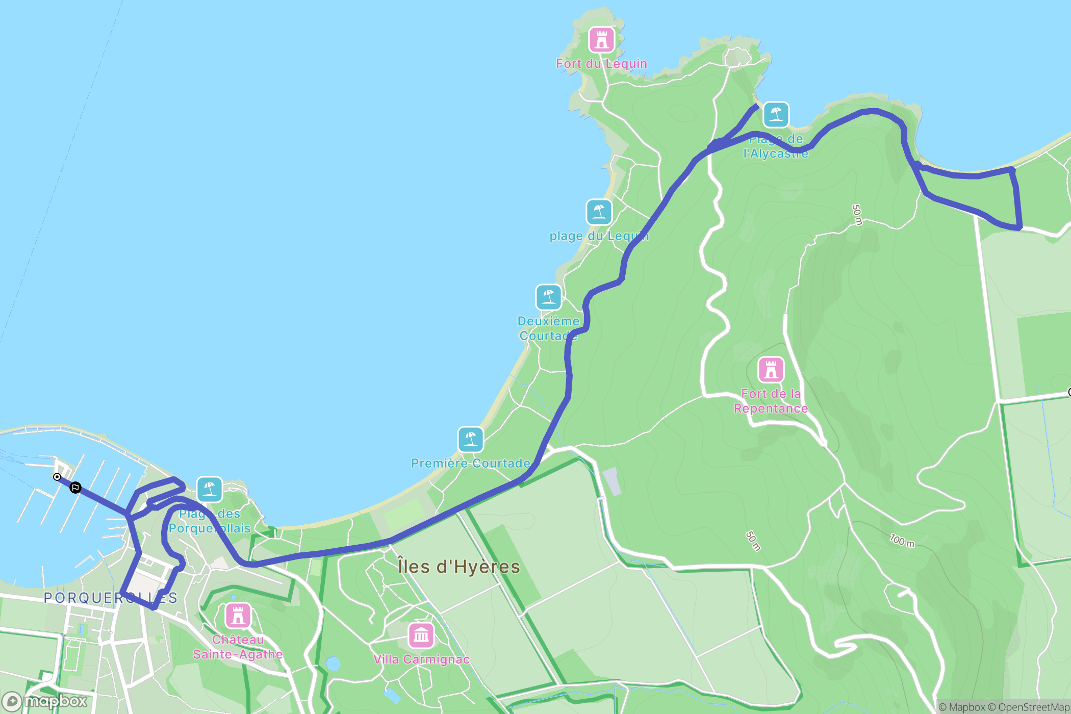 Hyères : carte du parcours de randonnée - France