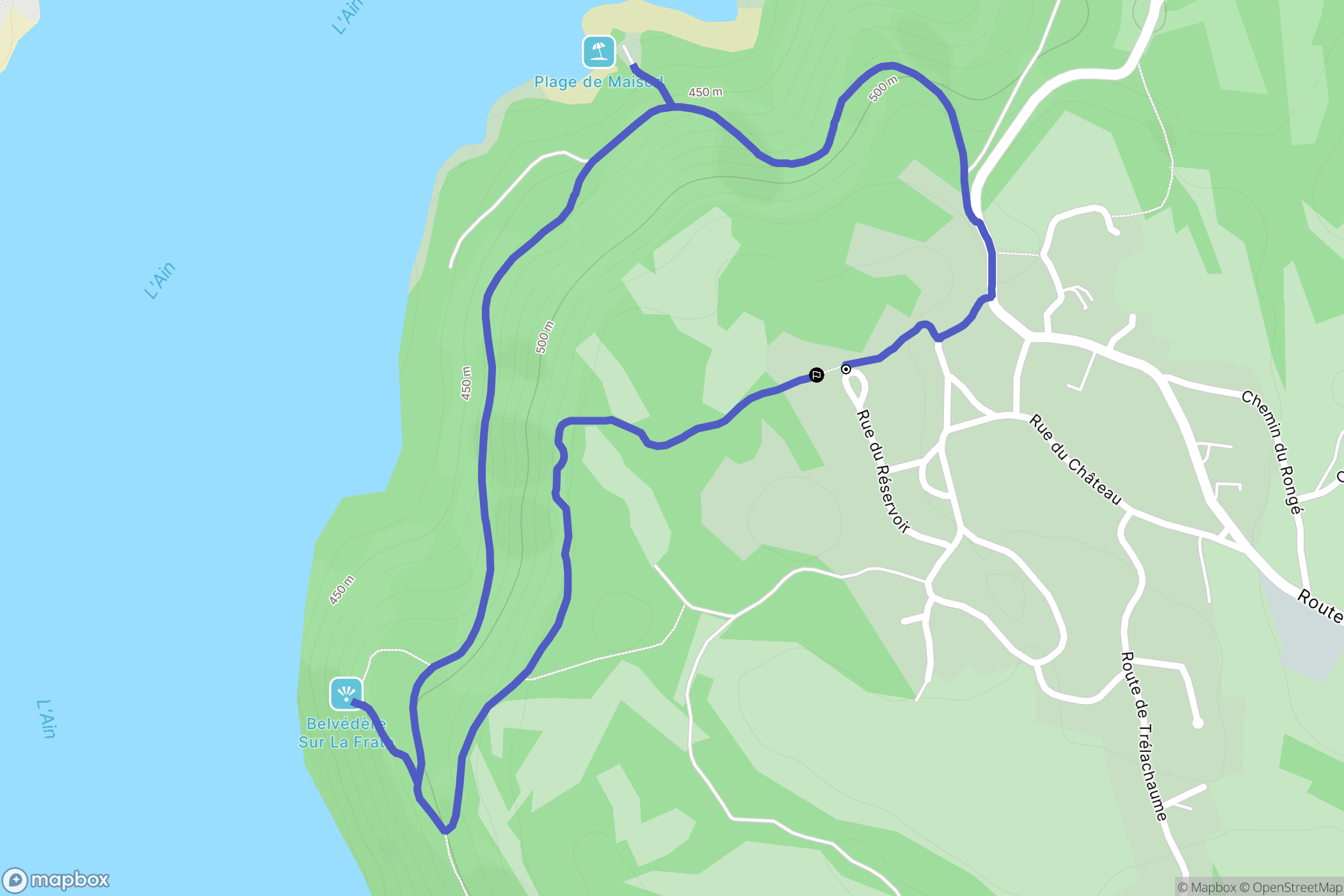 Maisod : carte du parcours de randonnée - France
