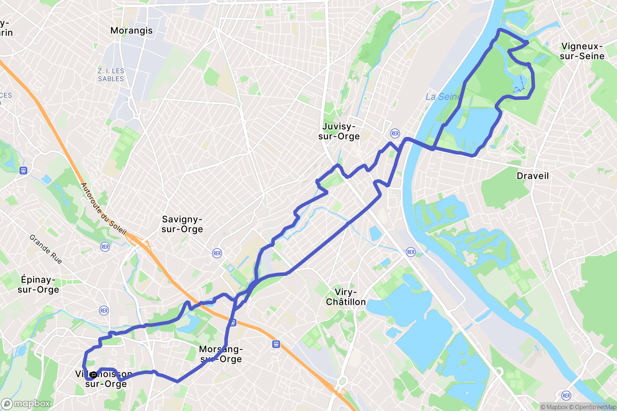 Villemoisson-sur-Orge : carte du parcours de randonnée - France