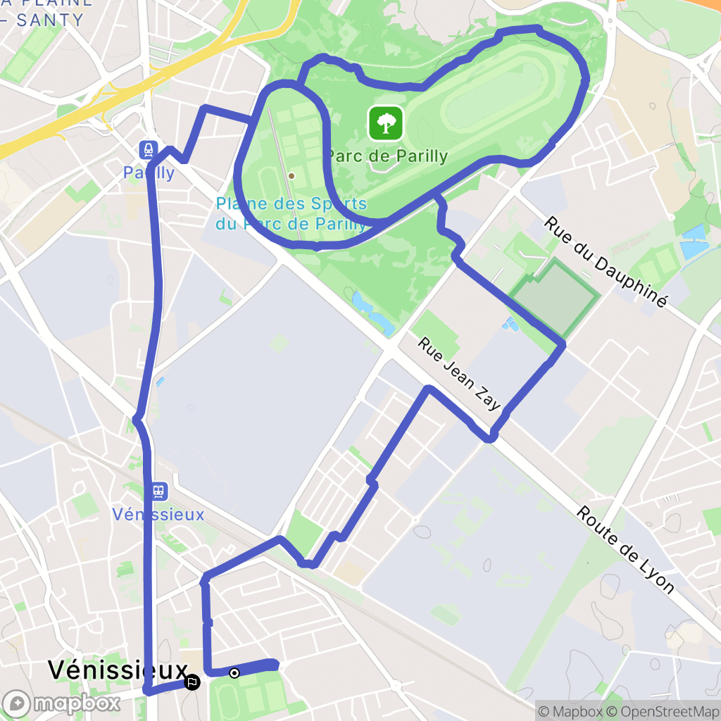 Vénissieux : carte du parcours de randonnée - France