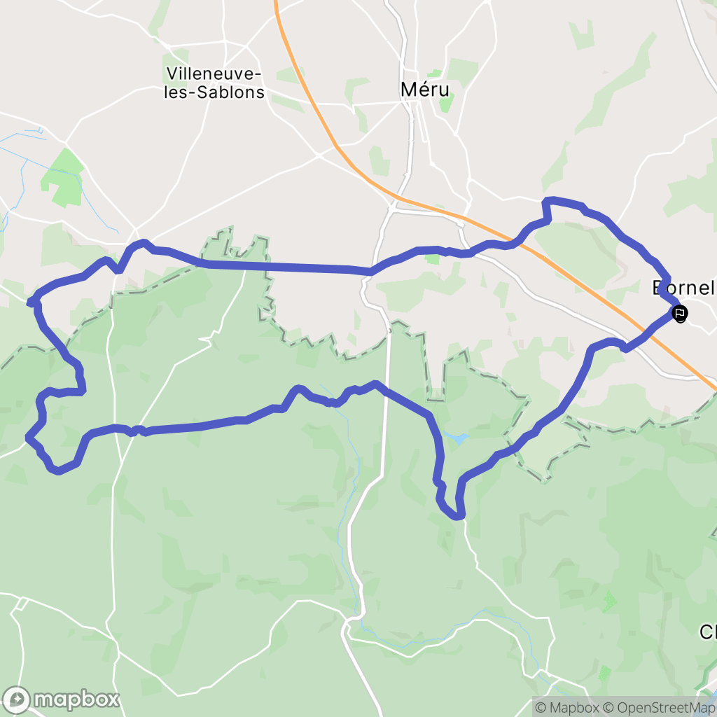 Bornel : carte du parcours de randonnée - France
