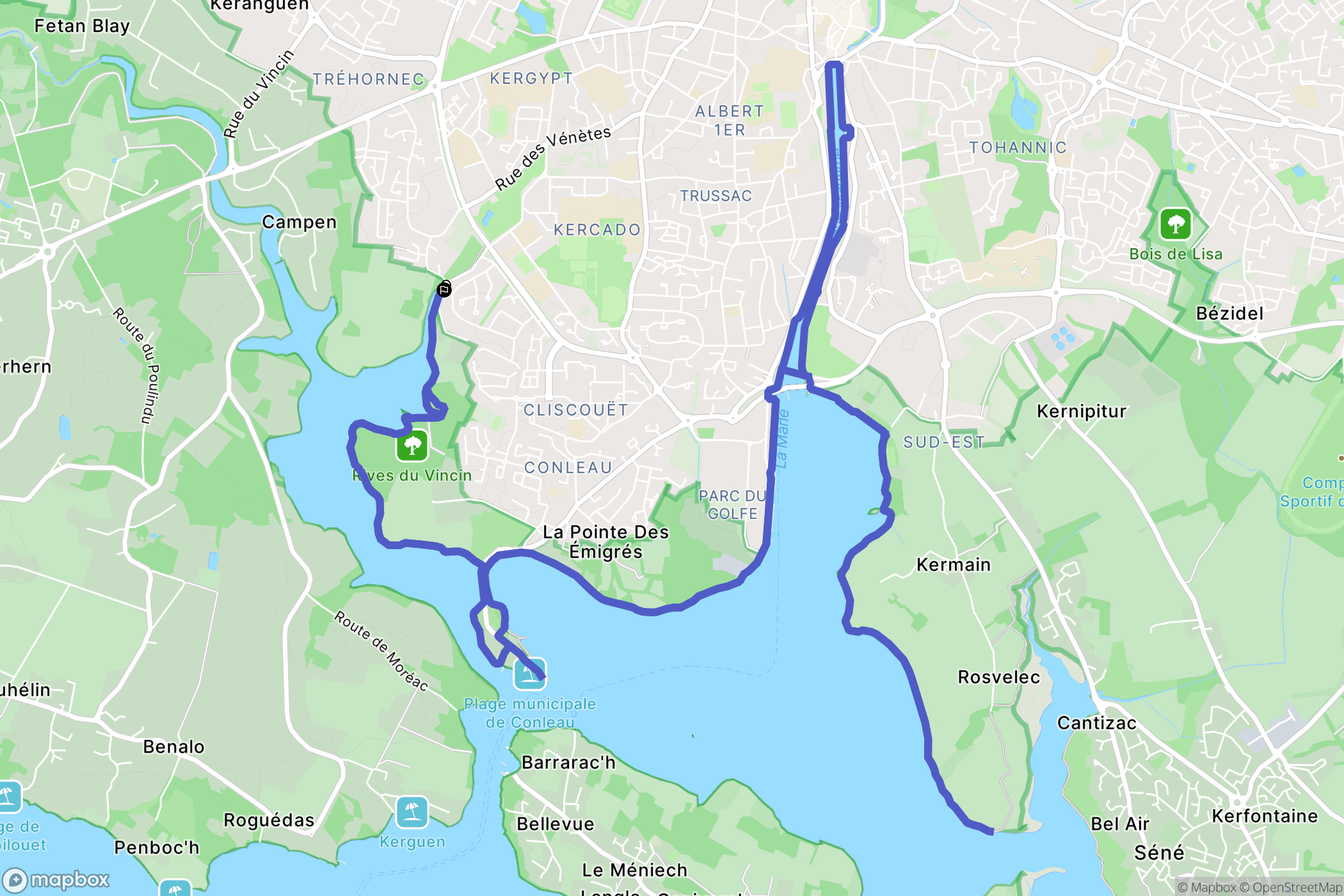 Vannes : carte du parcours de randonnée - France