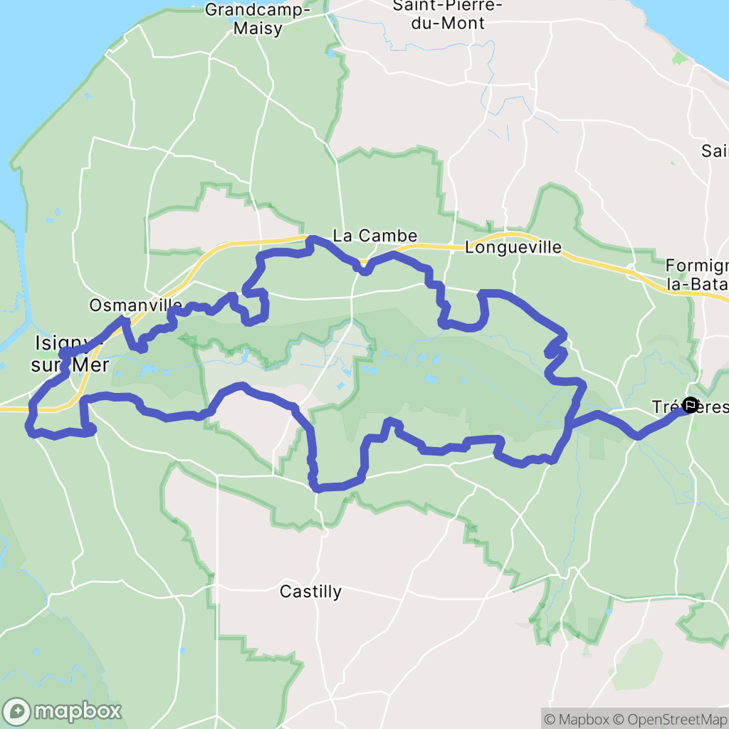 Trévières : carte du parcours de randonnée - France