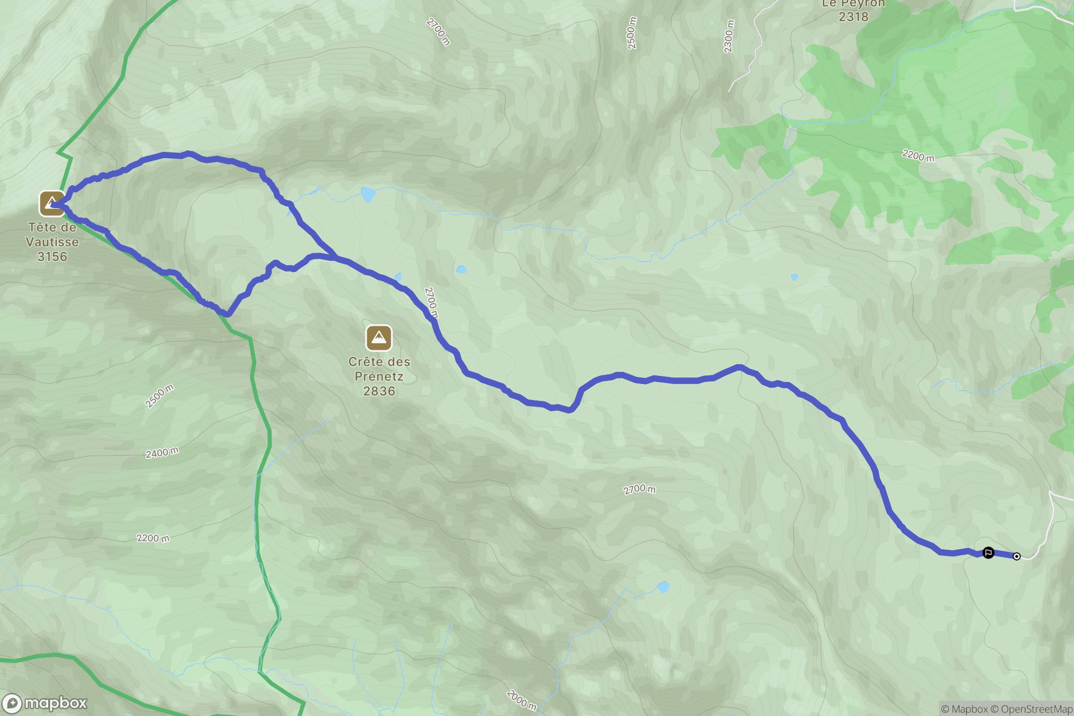 Réotier : carte du parcours de randonnée - France