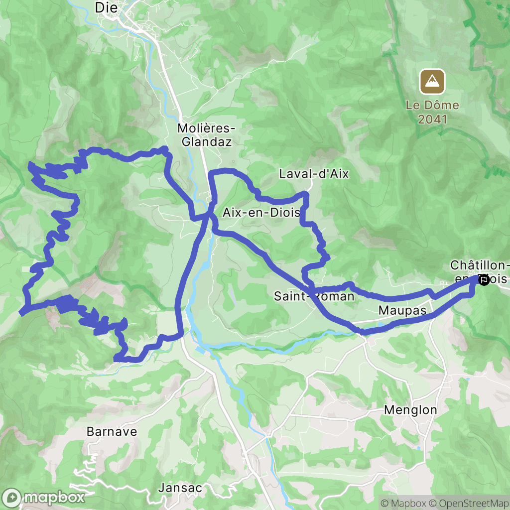 Châtillon-en-Diois : carte du parcours de randonnée - France