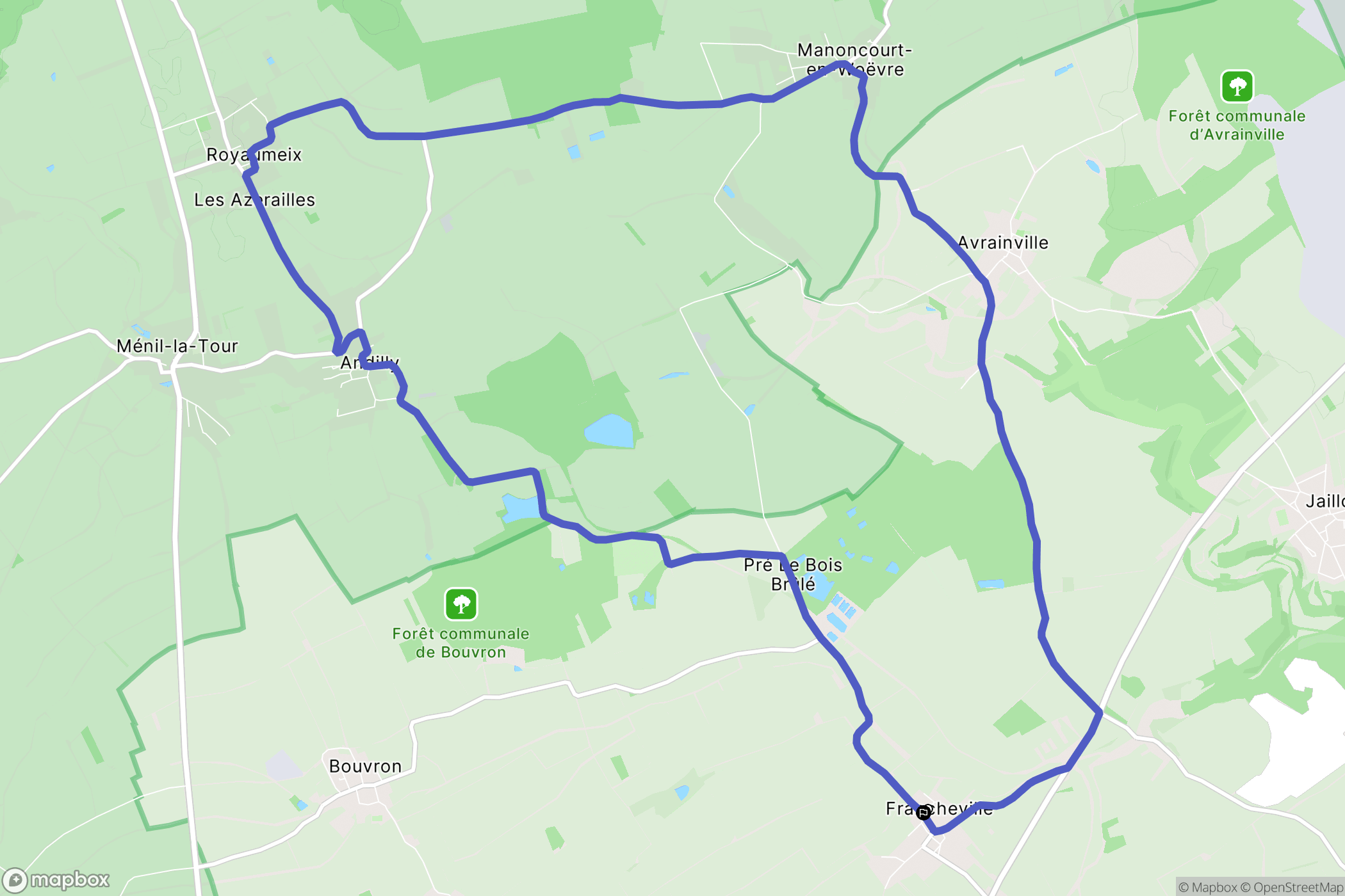 Francheville : carte du parcours de randonnée - France