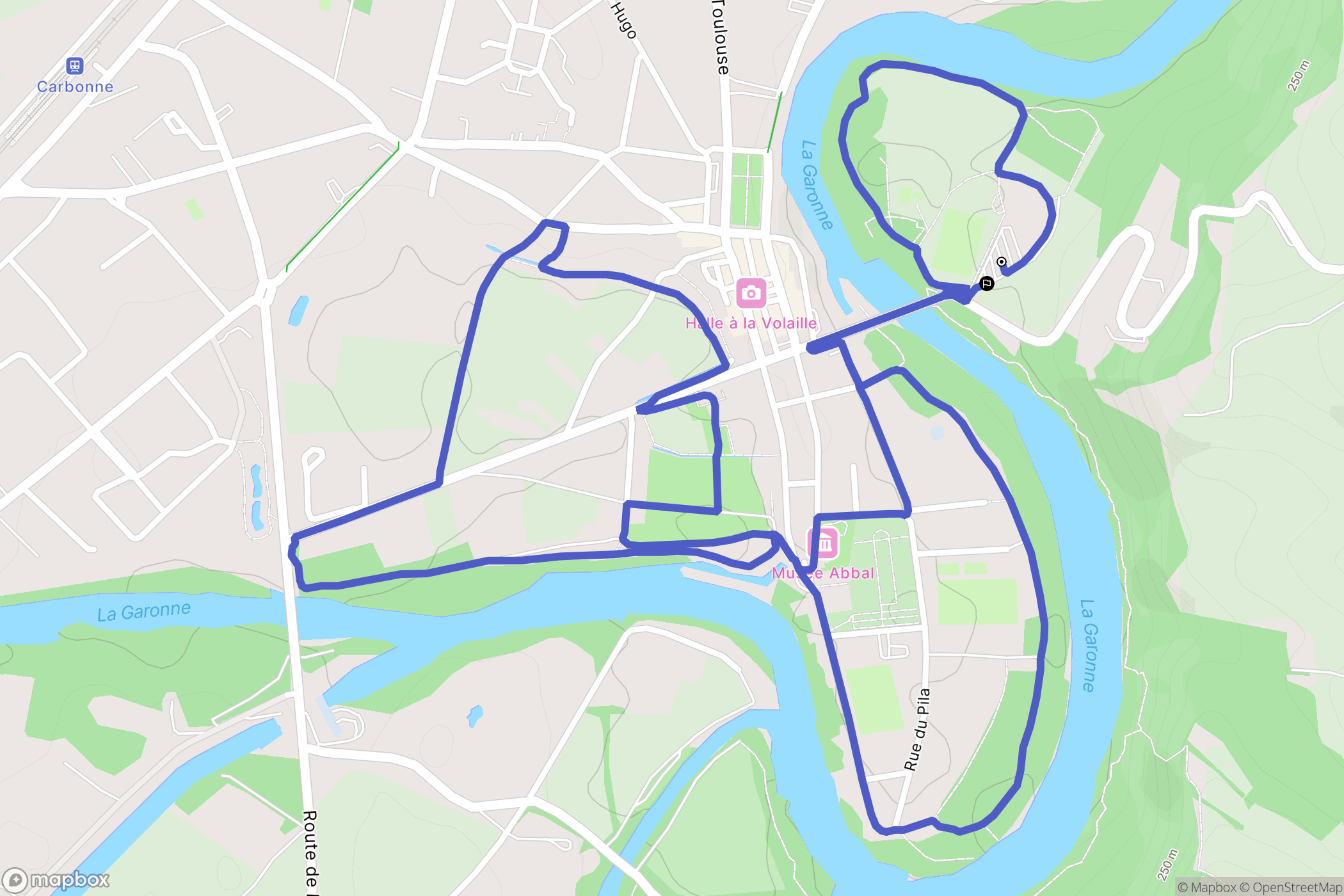 Carbonne : carte du parcours de randonnée - France