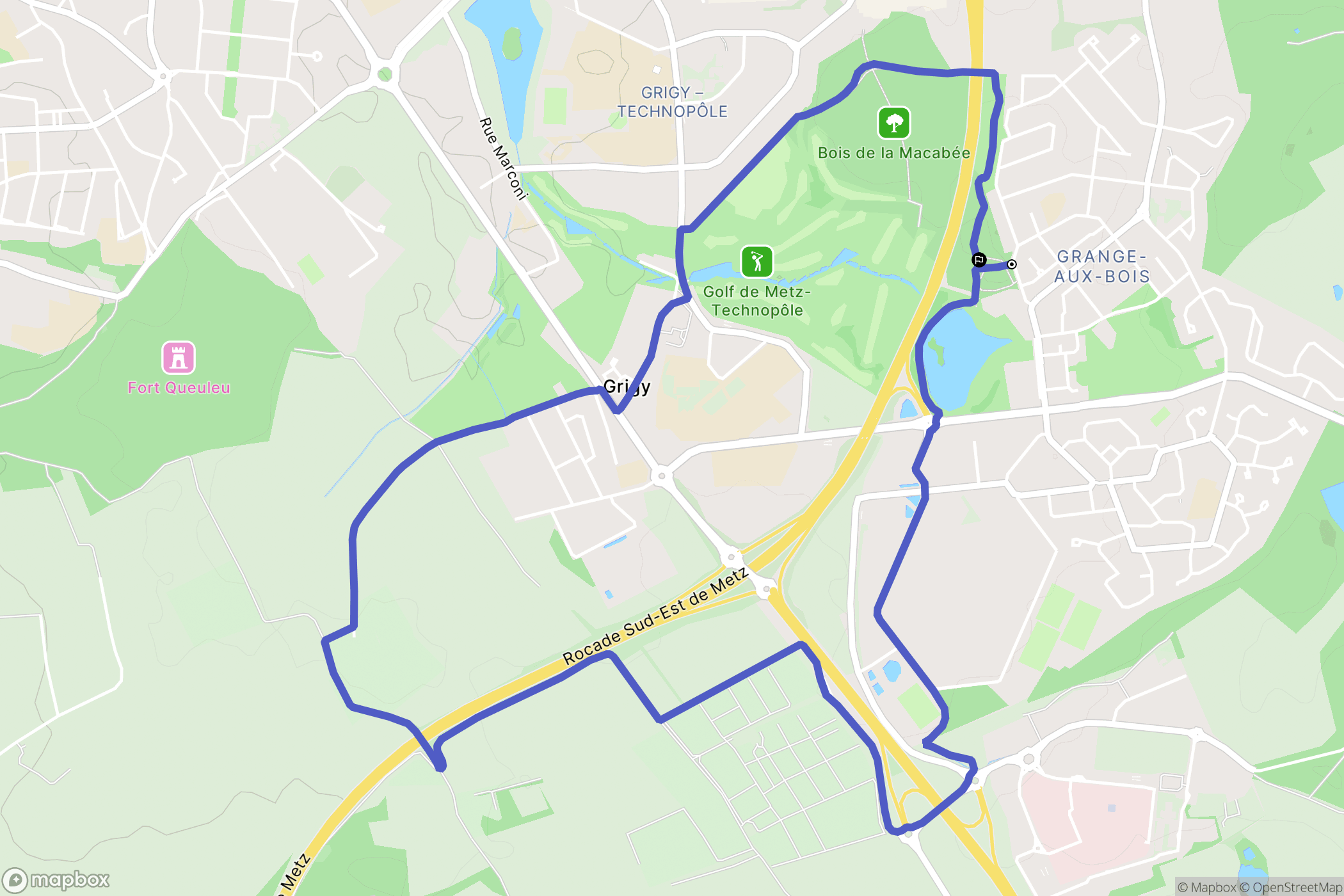 Metz : carte du parcours de randonnée - France