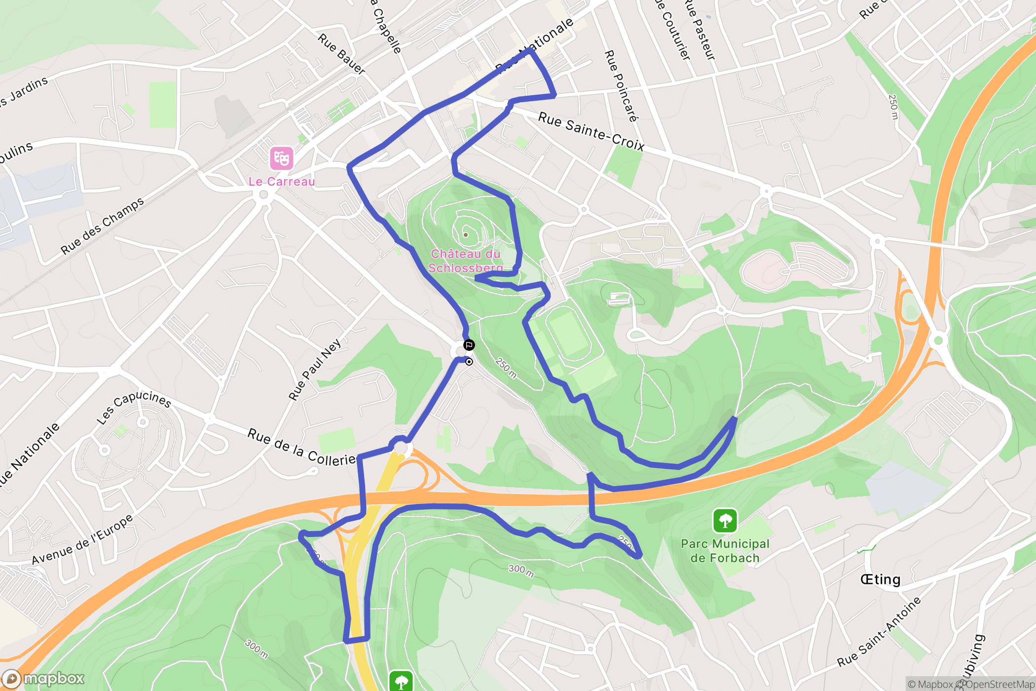 Forbach : carte du parcours de randonnée - France