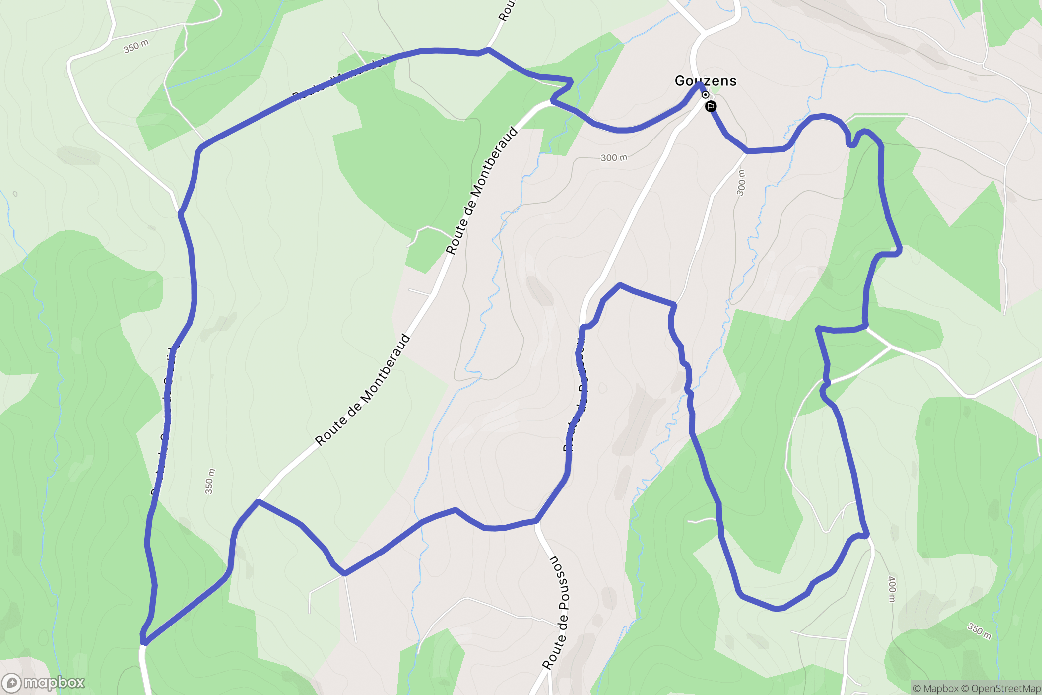 Gouzens : carte du parcours de randonnée - France