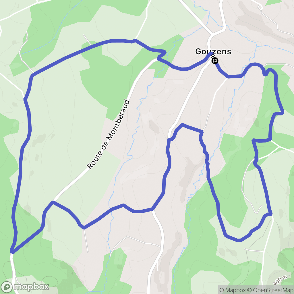 Gouzens : carte du parcours de randonnée - France