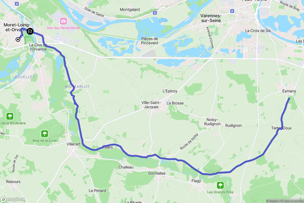 Moret-Loing-et-Orvanne : carte du parcours de randonnée - France