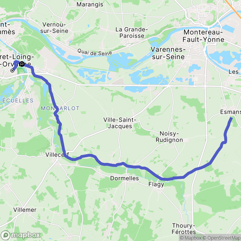 Moret-Loing-et-Orvanne : carte du parcours de randonnée - France