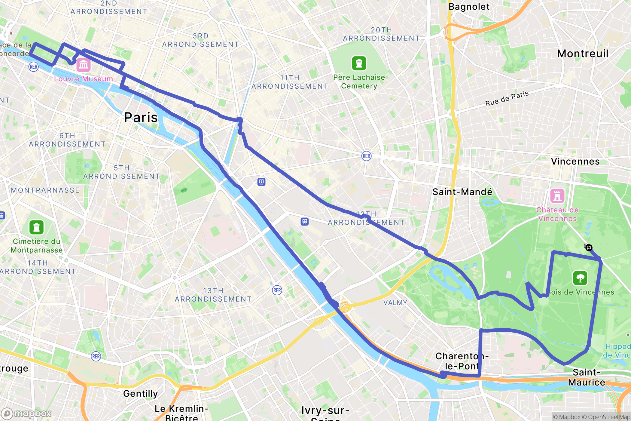 Paris : carte du parcours de randonnée - France