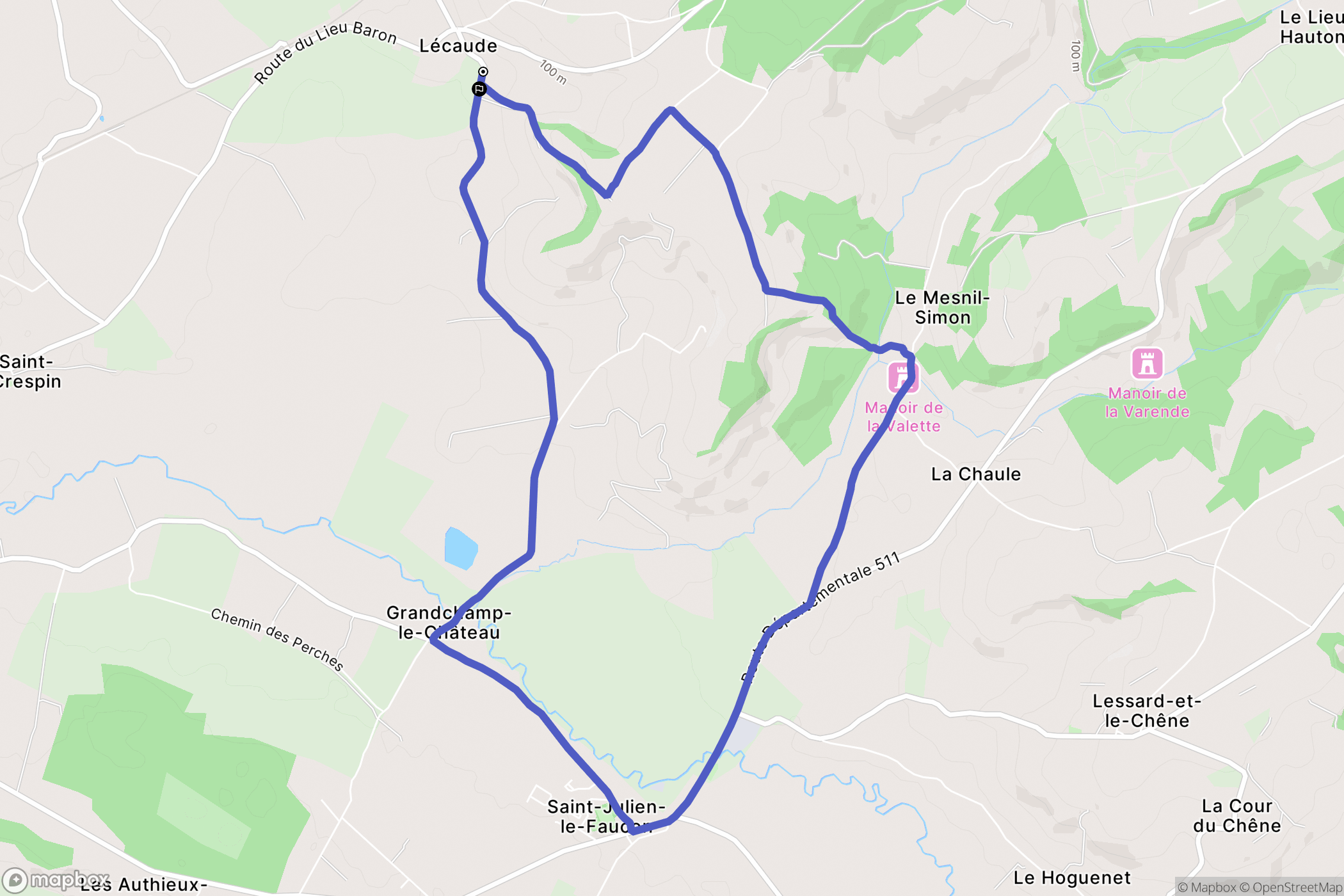 Mézidon Vallée d'Auge : carte du parcours de randonnée - France