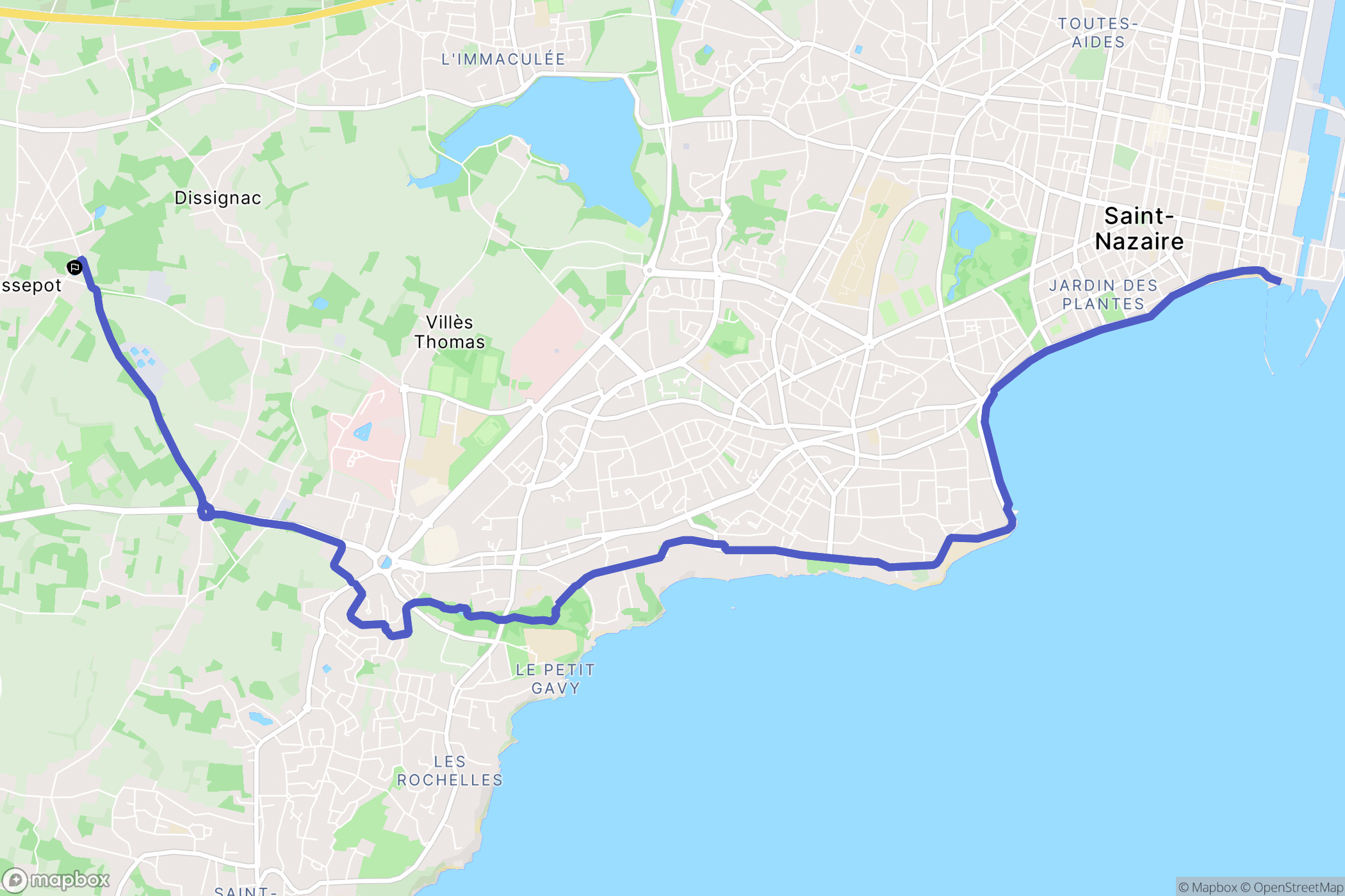 Pornichet : carte du parcours de randonnée - France