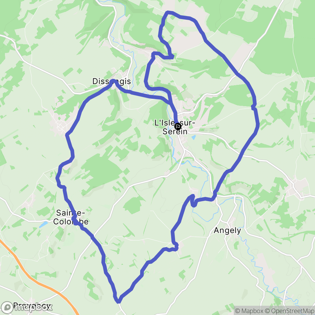L'Isle-sur-Serein : carte du parcours de randonnée - France