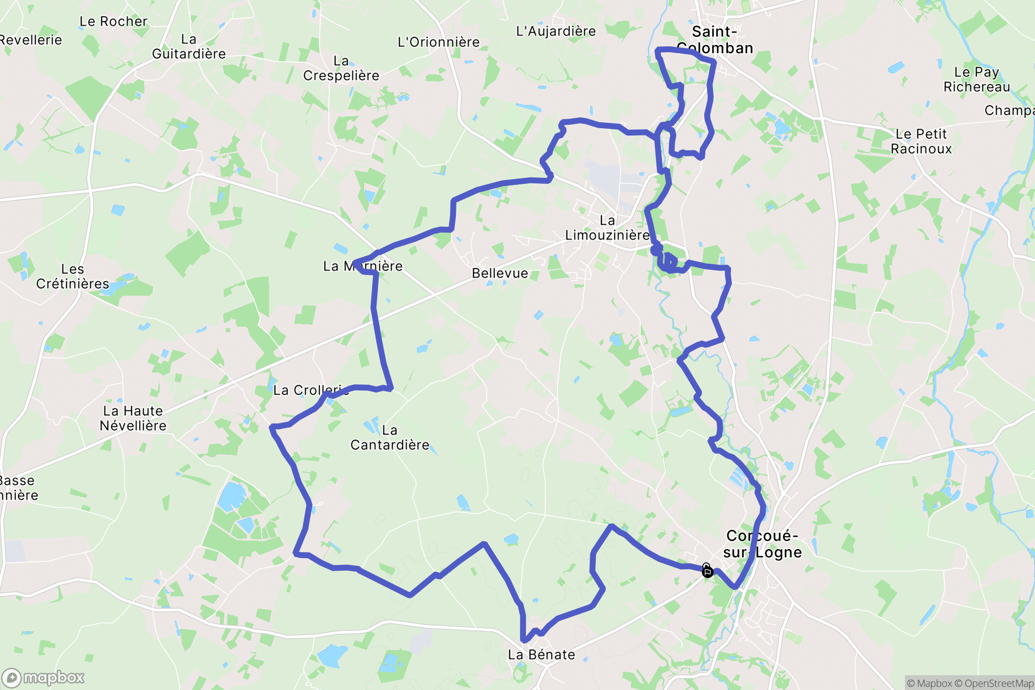 Corcoué-sur-Logne : carte du parcours de randonnée - France