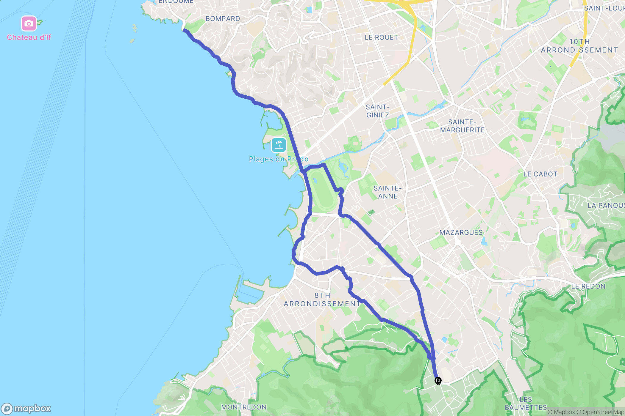 Marseille : carte du parcours de randonnée - France