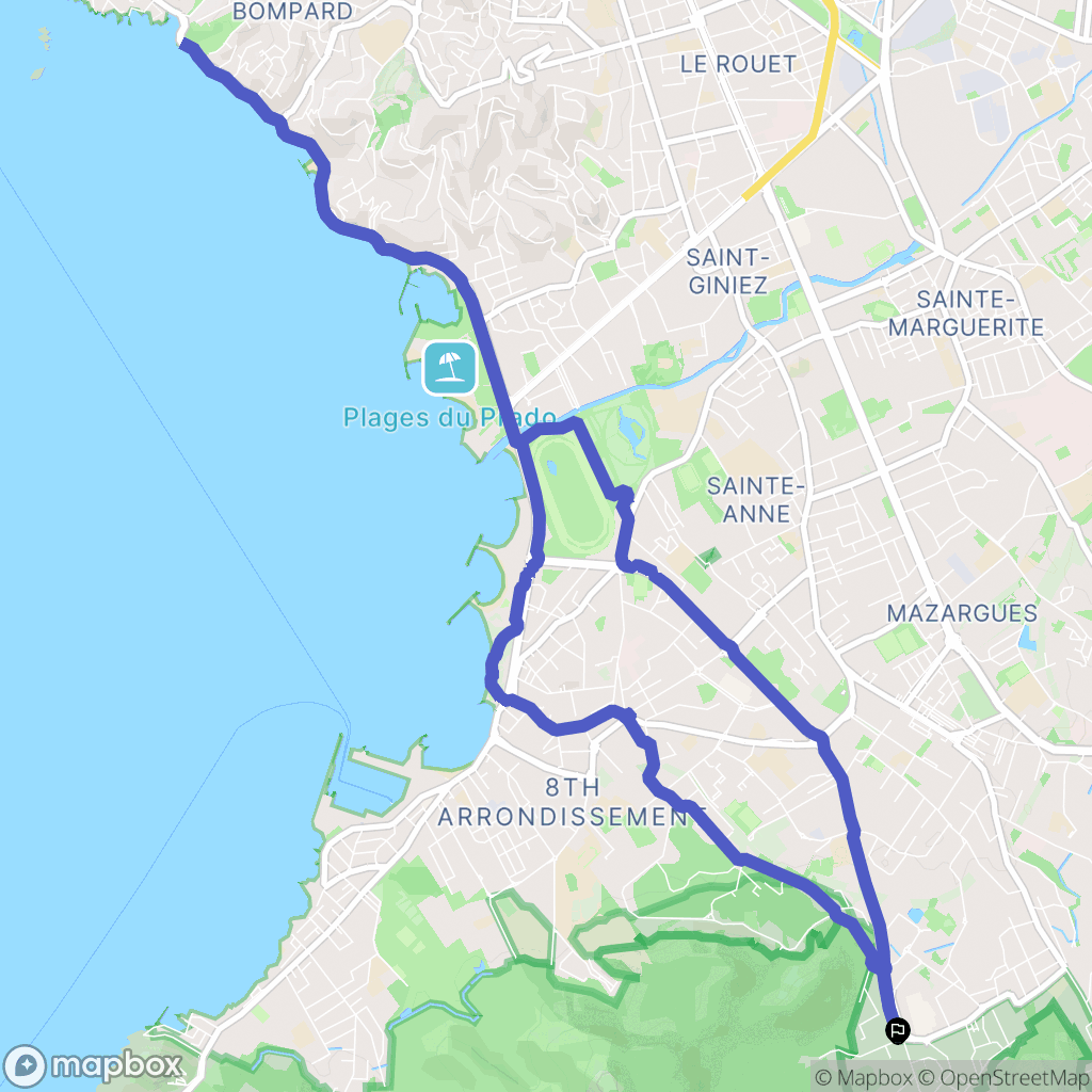 Marseille : carte du parcours de randonnée - France