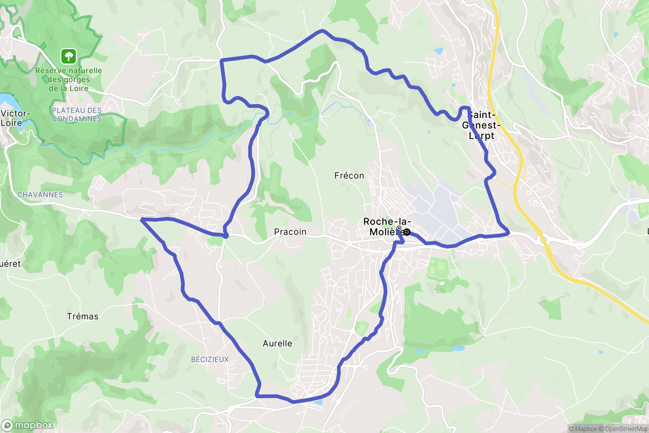 Roche-la-Molière : carte du parcours de randonnée - France