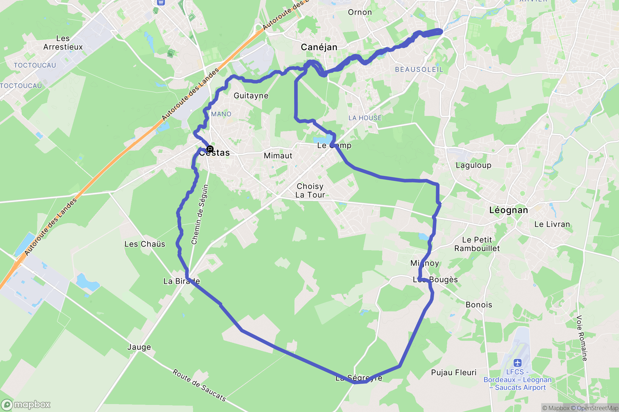 Cestas : carte du parcours de randonnée - France