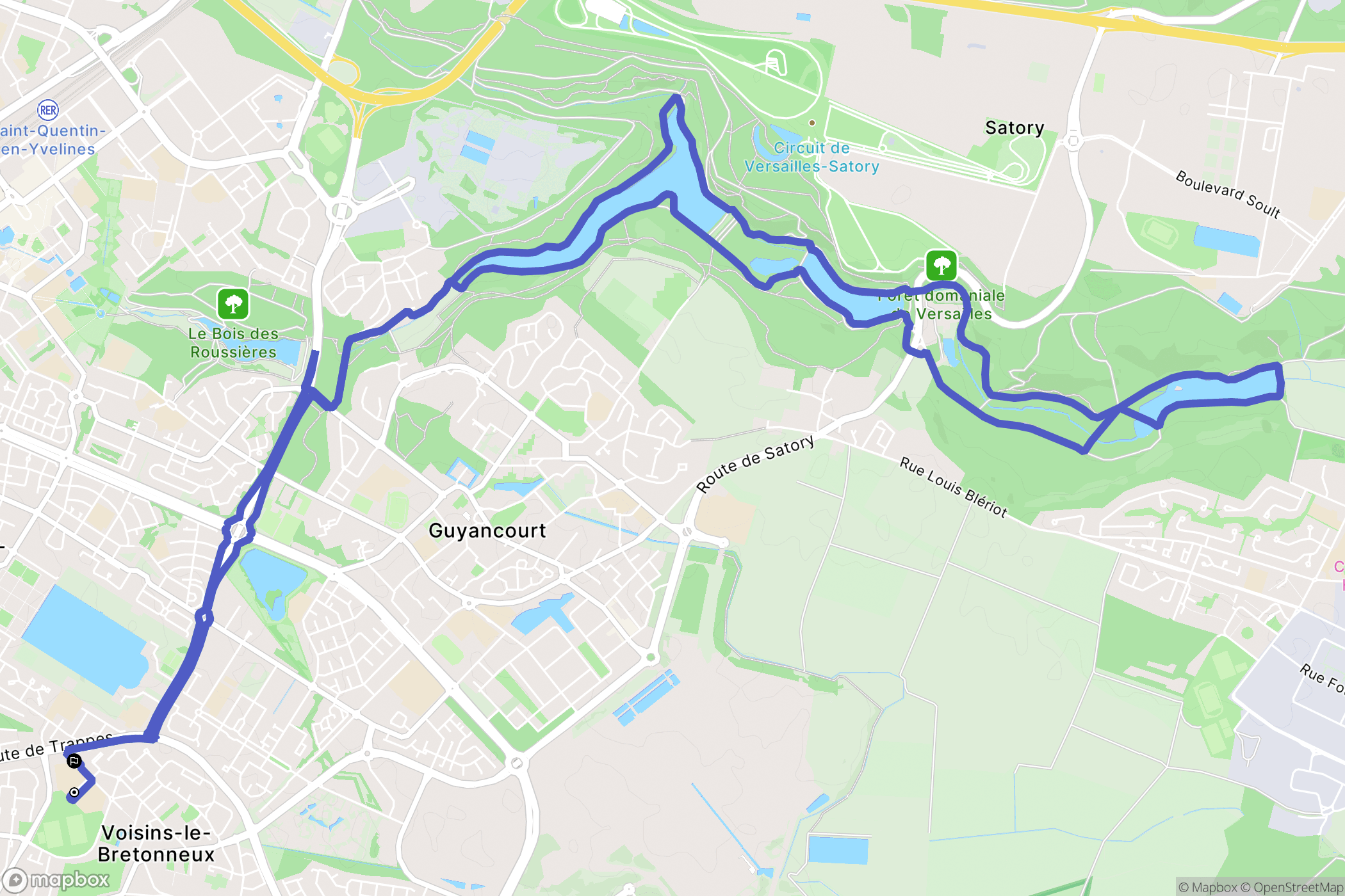 Voisins-le-Bretonneux : carte du parcours de randonnée - France