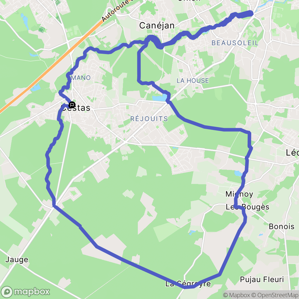 Cestas : carte du parcours de randonnée - France