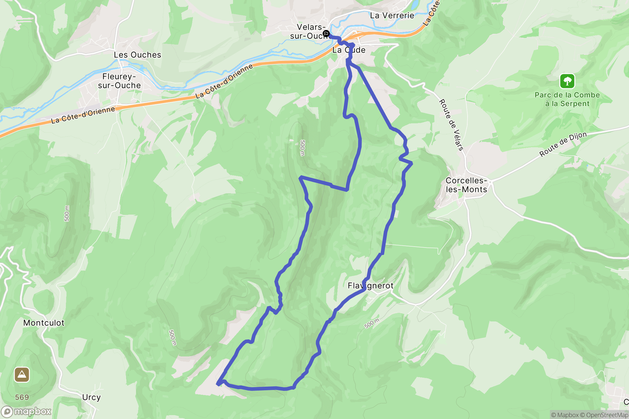 Velars-sur-Ouche : carte du parcours de randonnée - France